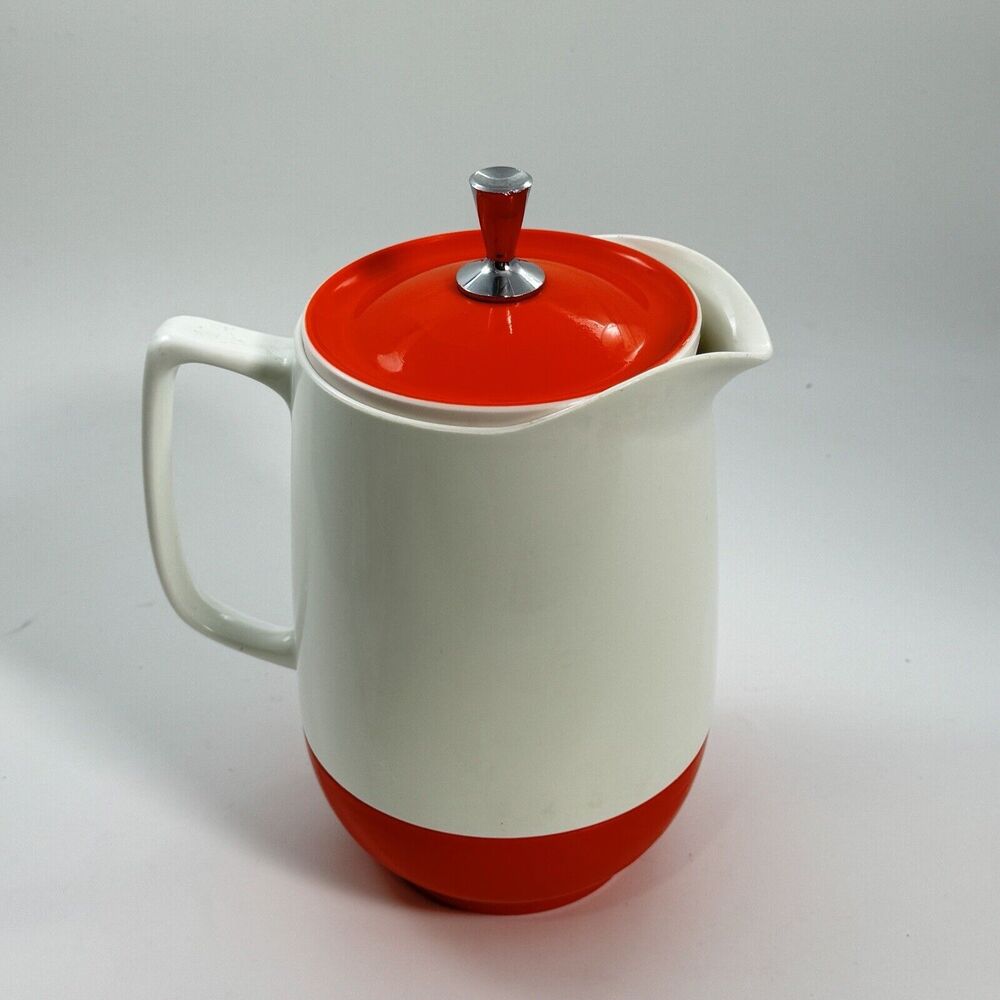Thermos Insulated Ware Pitcher Cream Orange Retro Kitchenware